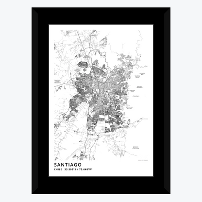 MAPA PINS SANTIAGO BLACK &amp; WHITE MARCO NEGRO