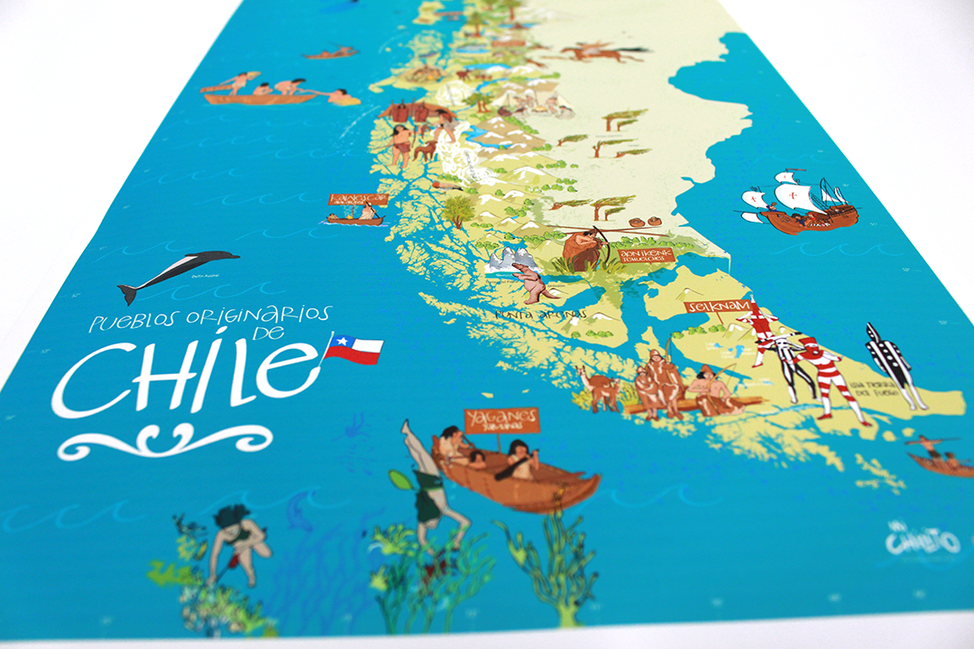 Mapa Ilustrado Pueblos Originarios de Chile - Pilgrim Tienda para viajeros