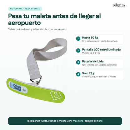 Pesa digital Go Travel hasta 50 kg con pantalla LCD y batería incluida, 72 g