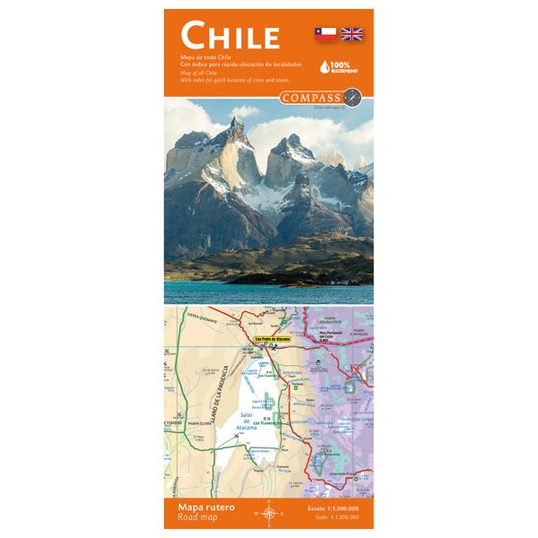 MAPA RUTERO DE CHILE COMPASS - Pilgrim Tienda para viajeros