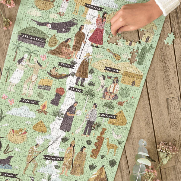 PUZZLE MAPA DE CHILE PUEBLOS ORIGINARIOS 1000 PIEZAS - Pilgrim Tienda para viajeros