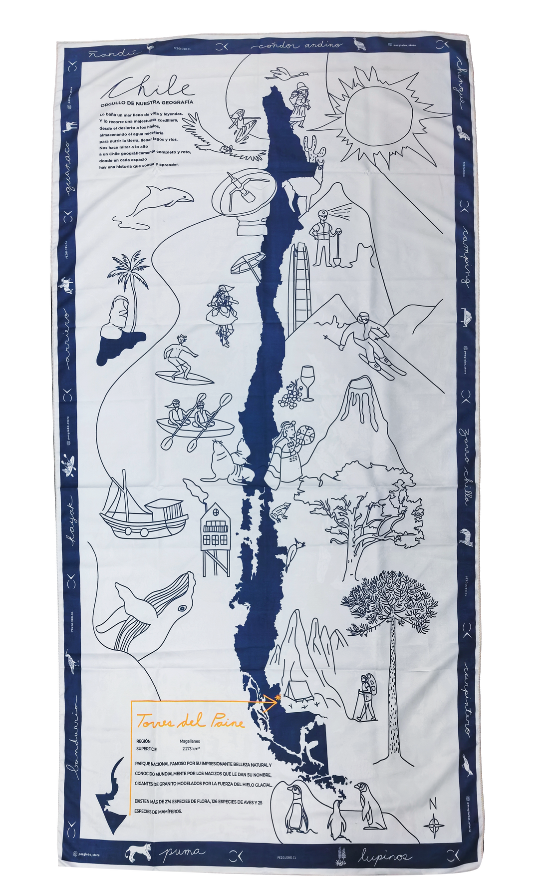 TOALLA DE VIAJE ILUSTRADA TORRES DEL PAINE