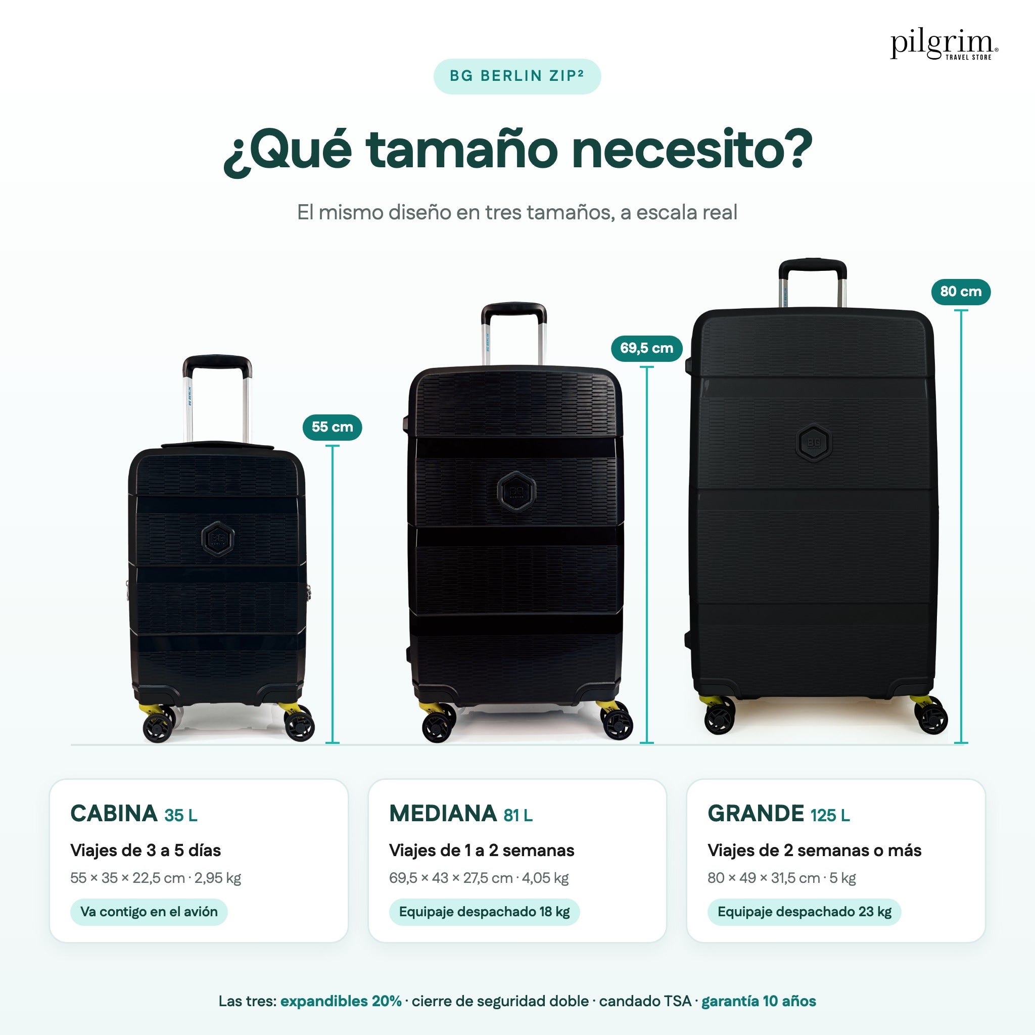 Maleta Grande BG Berlin ZIP² 125 L con garantía 10 años | Pilgrim