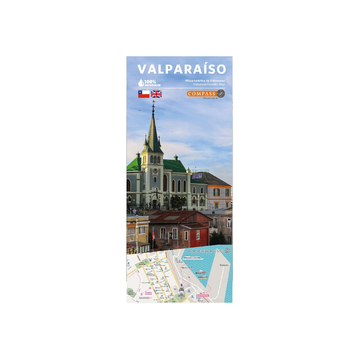Mapa de Valparaíso Mapas Compass Bilingüe Resistente al Agua